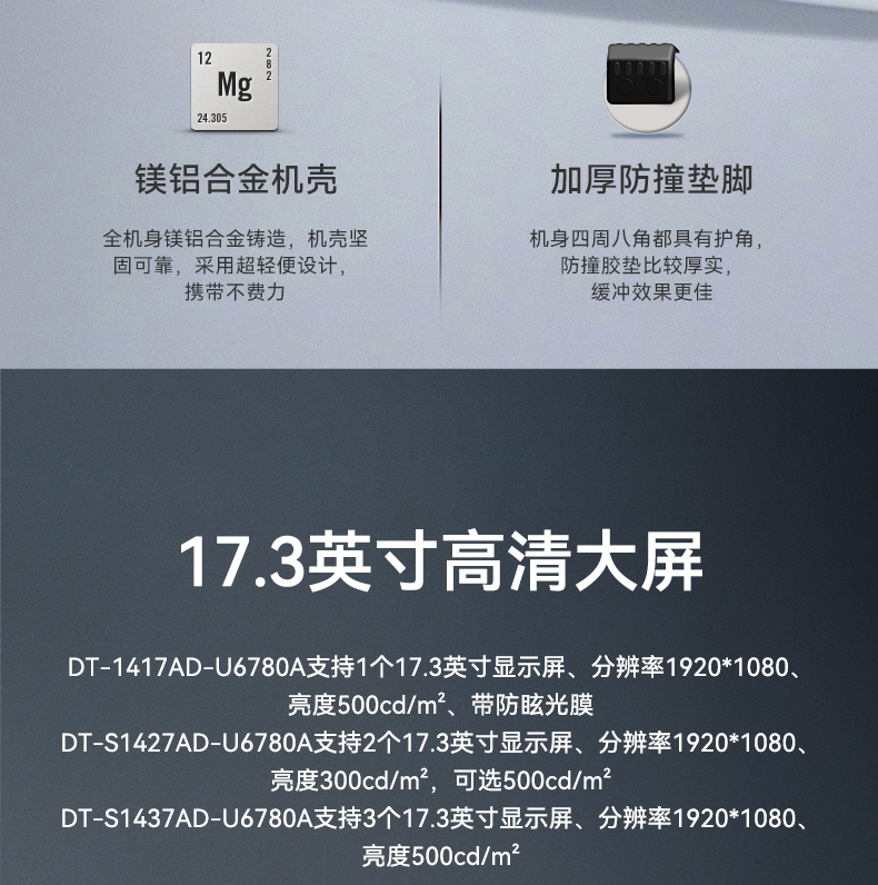 國產(chǎn)兆芯cpu三屏便攜工控機(jī),17.3英寸加固便攜計(jì)算機(jī),DT-S1437AD-U6780A.jpg