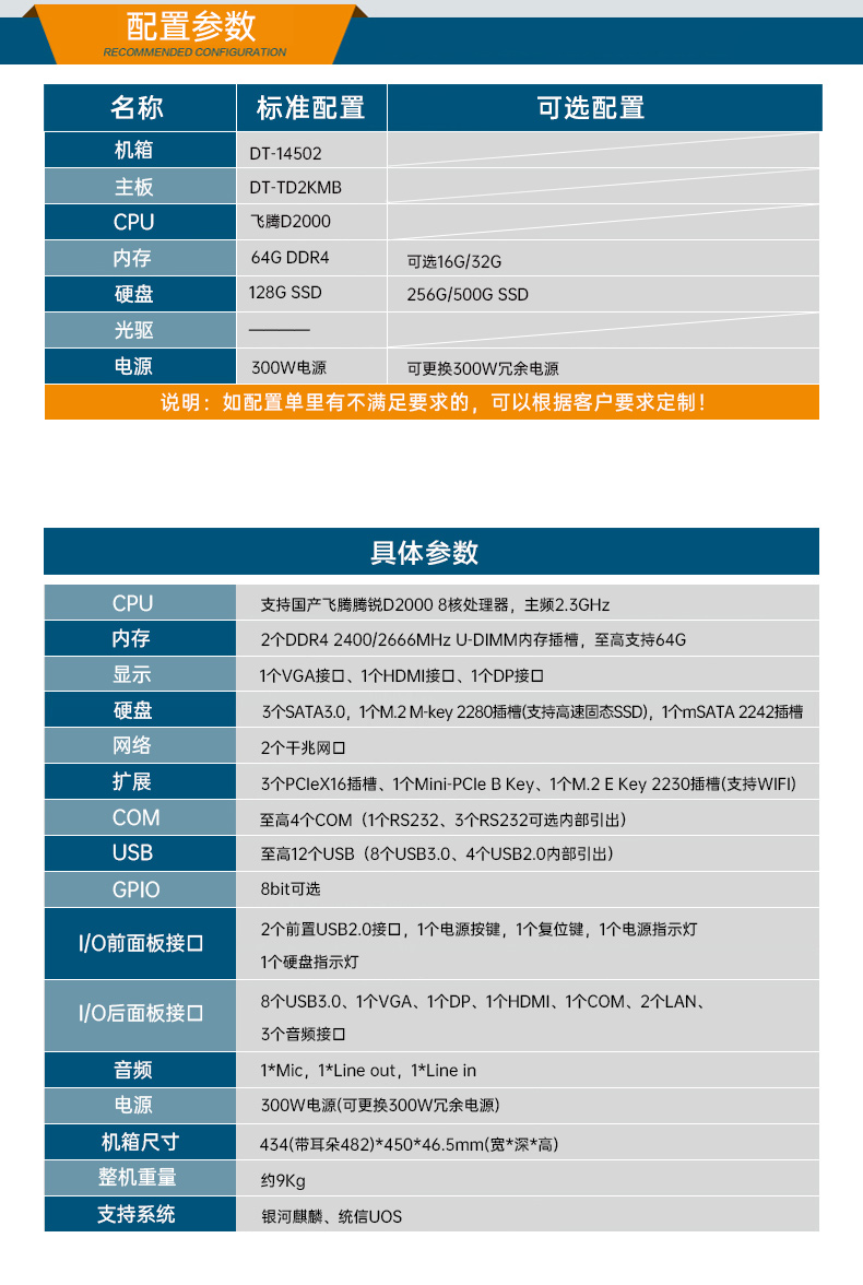 國(guó)產(chǎn)飛騰騰銳D2000 CPU,1U上架式工控機(jī),DT-14502-TD2KMB.jpg