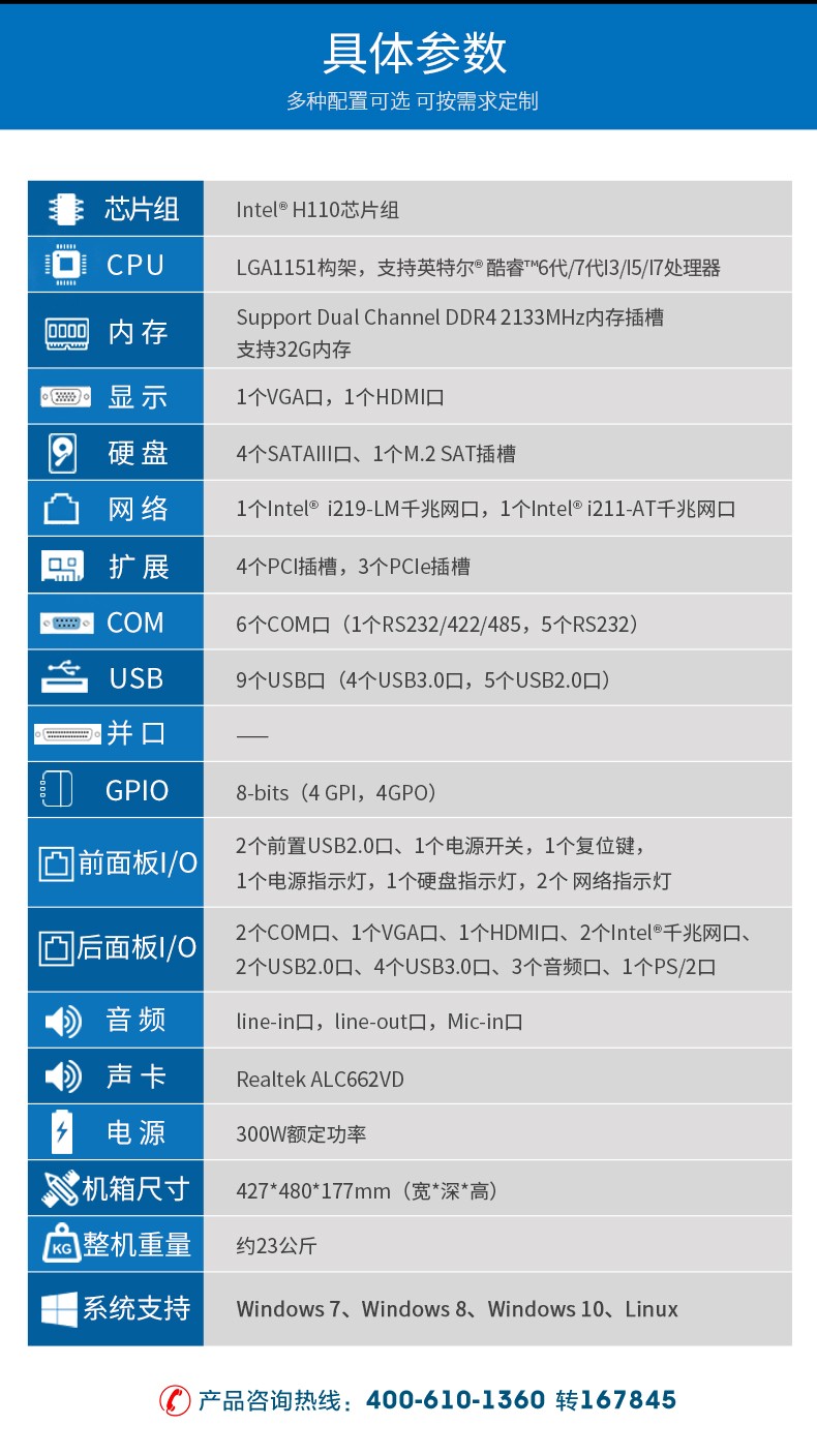 酷睿6代工控機(jī),4個(gè)PCI插槽,6個(gè)DB9串口,視頻分析主機(jī)方案.jpg